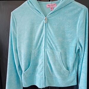Juicy Couture Aqua Blue Hooded Zip Jacket New